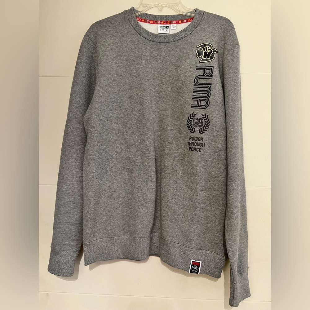 PUMA lettering logo adds cotton jersey crew-neck sweatshirt